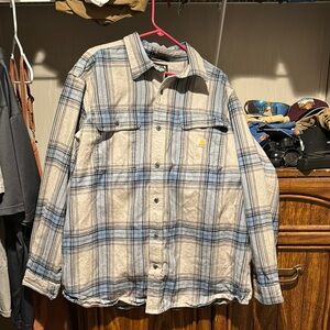 Men's Blue and Gray Plaid Carhartt Flannel